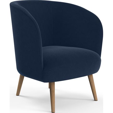 Design-Sessel - In Samt bezogen - Krenda Dunkelblau (1/5)