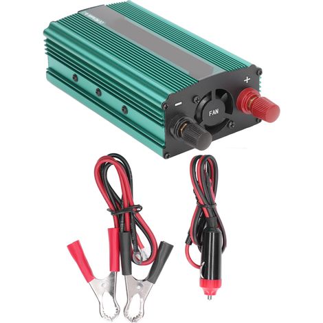 Convertisseur de puissance 1000W Vert 12V vers 110V pour camping-car, maison et industrie, adaptateur solaire DC-AC, onduleur de courant. (1/5)