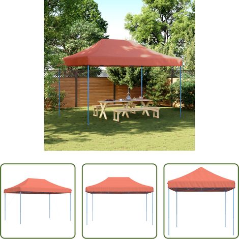 vidaXL Tente gazebo - Tente réception pliable escamotable terre cuite 410x279x315 cm (1/5)