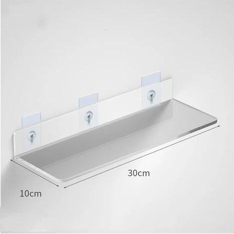 (L-30x10cm)1 étagère de rangement murale en acrylique transparent, support flottant pour livres, maquillage, présentoir pour salle de bain et cuisine (1/5)