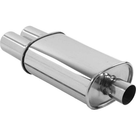 Embout d'échappement double, tuyau d'échappement de voiture, entrée de 63 mm / 2,5 pouces tuyau d'échappement de voiture double tuyau d'embout de silencieux d'échappement universel en acier inoxydable (1/4)