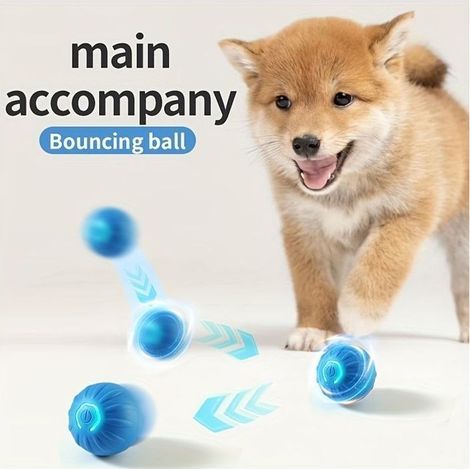 Jouet vibrant pour chien. balle vibrante lumineuse. balle rebondissante interactive. convient aux chiens de toutes tailles. bleue. (1/5)