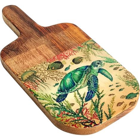Tabla de cortar de madera de mango con tortuga marina 30 cm (1/5)