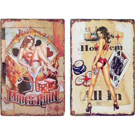 2 plaques murales Pinup Girls, plaques vintage en métal pour cafés, bars, pubs, boutique, décoration murale, plaques rétro amusantes pour hommes et femmes, 20 x 30 cm (1/5)