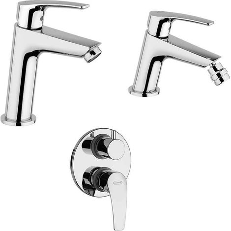 Set miscelatori Jacuzzi Rubinetteria lavabo medio e bidet per piletta click clack con doccia incasso con deviatore due uscite Lucente (1/5)