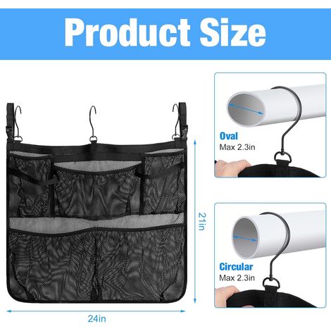 Panier de Rangement pour Piscine, Sac de Rangement avec Crochets et 5 Poches, Accessoires de Piscine Hors Sol, Noir, Panier Rangement Bord de Piscine pour Piscine Hors Sol et Salle de Bain (1/5)