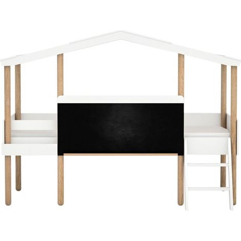 Letto casetta con lavagna MDF bianco 90x200cm