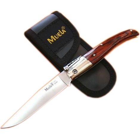 Navaja palanquilla Muela PQ PQ-9R, cachas de madera prensada coral y alpaca, hoja de 10 cm + tarjeta multiusos de regalo