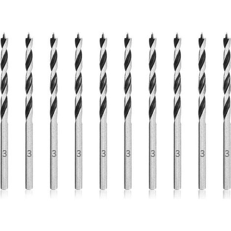 UlisemForets à Bois Hélicoïdaux 3mm 10 Pièces Mèche pour Bois Professional Foret Brad Point pour Bois (1/4)