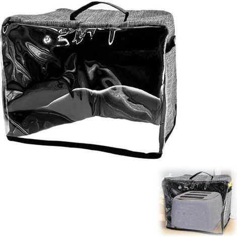 Einteiliger Staubschutz für kleine Haushaltsgeräte  Oxford-Stoff, grau, 35 × 35 × 25 cm, wasserdicht, Griff oben, transparentes Fenster, geeignet für Heißluftfritteusen und Mikrowellen (1/5)