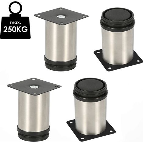 Randaco 4X Muebles Piernas 10CM Acero inoxidable Sofá Pierna Soporte Ajustable Armario Pierna Sofá Piernas Piernas Cama