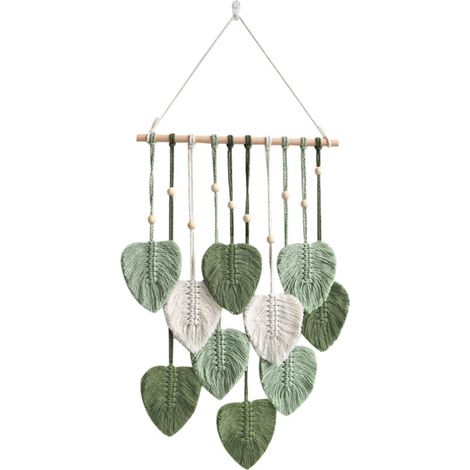 Bardusch - Feuilles suspendues en macramé - Grande tenture murale chic en plumes style bohème (1/5)