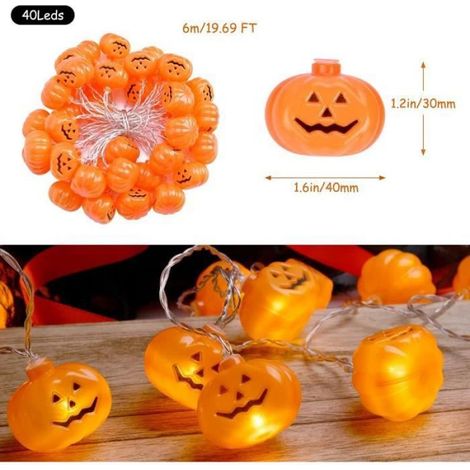 Guirlande lumineuse Halloween - 6m 40 LED - Orange - Clignotant (1/4)