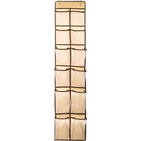 [NIE BENUTZT]Schuhaufbewahrungstasche für hinter der Tür, Aufbewahrungstasche aus Vliesstoff, 12 Fächer, Finishing-Aufbewahrungstasche (Beige)