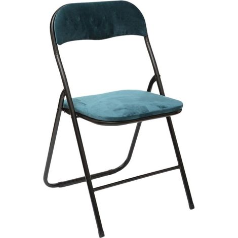 Chaise pliante en velours "Easy" Atmosphera - Bleu