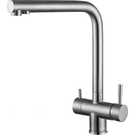 Rubinetto miscelatore INOX satinato 3 vie purificatore osmosi inversa 52691