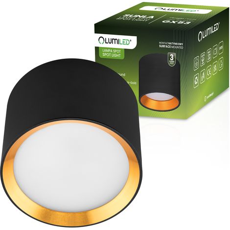 HALOGEN Leuchte Aufputzmontage SUNLA Tuba Gx53 LED Spot Deckenleuchte Zylinder Schwarz und Gold LUMILED (1/5)