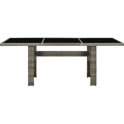 vidaXL Gartentisch Braun Rattan und gehärtetes Glas
