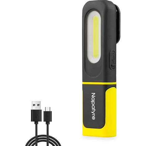 Lampe de Poche, Lampe de Travail LED Rechargeable avec Base Magnétique, Baladeuse LED Lampe Atelier avec Crochet à 360 Degrés, Lampe Torche pour Auto, Atelier, Camping et Urgence (1/5)