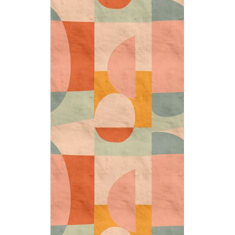 Papier peint intissé Graphique & Géométrique Jaune, Orange, Rose - 1,59 x 2,8 m (1/3)