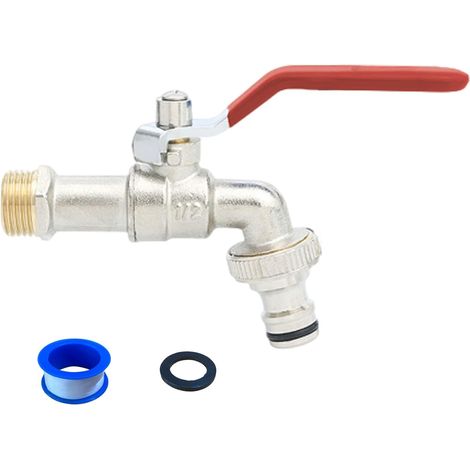 Gartenkran, 3/4"-Kugelkran, frostbeständig, geeignet für Haus, Garten, Industrie, rot.