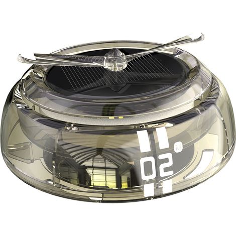 Diffuseur parfum voiture solaire, hélice autorotative en métal solide, désodorisant transparent pour véhicule (1/5)