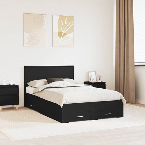 Estructura de cama Negro 135 x 190 cm Madera de ingeniería