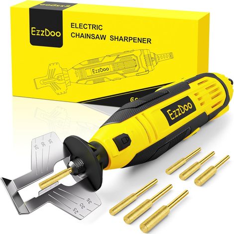 Kit Affûteuse Tronçonneuse Électrique avec Embouts Diamantés Revêtement Titane Outil Haute Vitesse et 6 Roues Affûtage Dureté pour Toutes Chaînes de - (1/5)