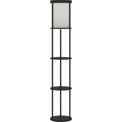 Lampe sur pied avec 3 étagères, design rond, télécommande, pédale, chauffage réglable, pour le salon, noire (1/5)