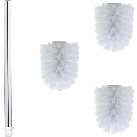 Brosse WC INOX de 3 têtes de Brosse WC de 7 cm de diamètre 1 poignée en métal Inoxydable 304 de 27 (1/3)