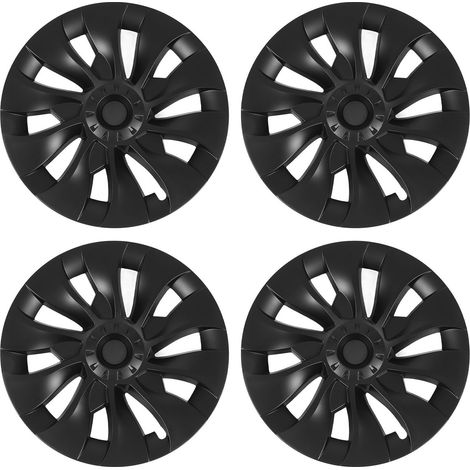 4 Enjoliveurs 18 pouces Jantes Hub Caps Enveloppe Totale Protection Remplacement Tesla Model 3 2017-2023 Noir Mat (1/5)