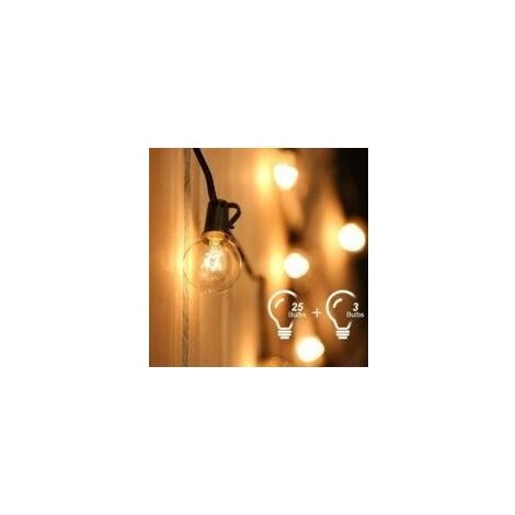 Guirnalda de luces exteriores conectable de 7,6 m con 25 bombillas G40 y 3 bombillas de repuesto para fiestas, jardines, bodas y patios. (1/5)