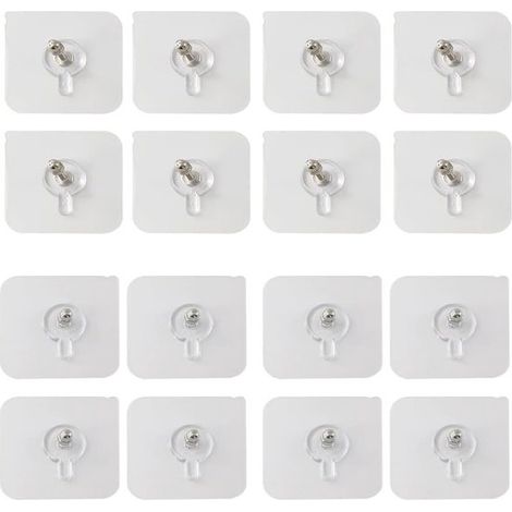 16 crochets muraux auto-adhésifs,parfaits pour la décoration et l'organisation murale,étanches et fixation sans joint avec vis (8x8 mm + 8x16 mm) (1/5)