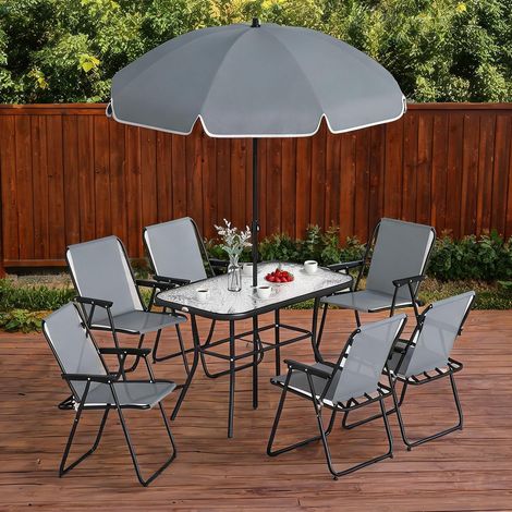 Salon de jardin gris en acero Textilene 119 x 68 x 70 cm (1/5)