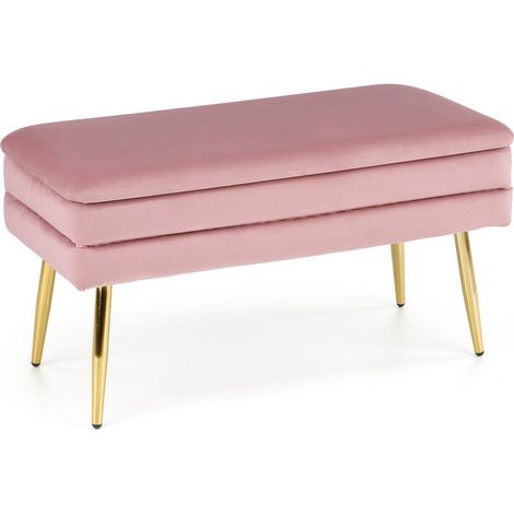 Banc en velours rose avec pieds en métal doré PATTY (1/5)