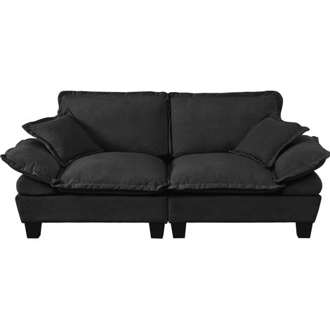 Sofá modular de 2 plazas en chenilla con reposabrazos curvos 194x82x90 cm negro HOMVRA (1/5)