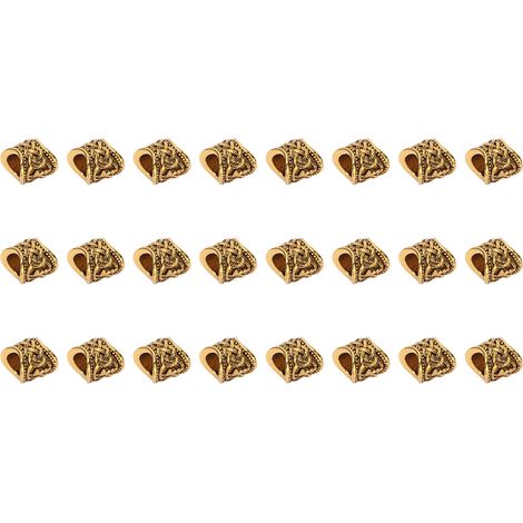 24 Perles à Tresser Métal Or Antique, Pendentifs pour Bracelets Cheveux, 10x9mm, Trou Large, Lot de 24 (1/5)