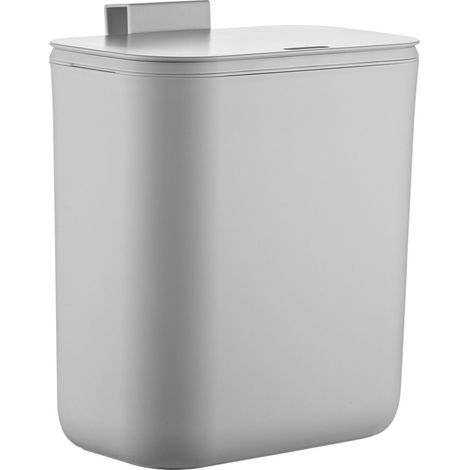 Poubelle de cuisine Relaxdays, 9 L, poubelle suspendue pour déchets organiques et résiduels, plastique, gris