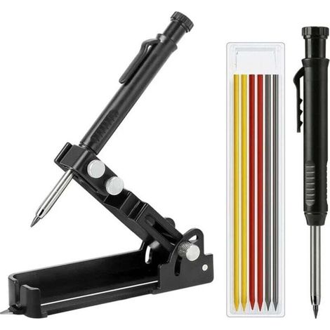 Herramienta de marcado multifuncional, calibre de marcado DIY, herramienta de marcado con bolígrafo de agujero profundo, lápiz de carpintero multifuncional para trabajos de carpintería (paquete de 6)