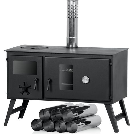 CampFeuer Estufa para tienda  28,5 x 58,5 x 260 cm  Calentador de tienda, estufa de leÃ±a para camping