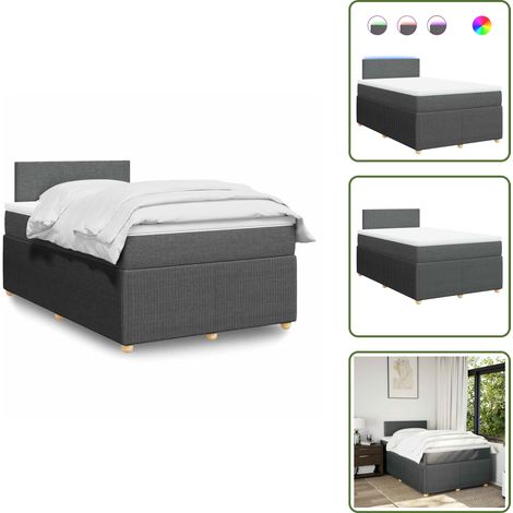 Sommier à lattes de lit avec matelas Gris foncé 120x200cm Tissu - Sommier À Lattes De Lit - Sommiers À Lattes De Lit - Lit - Meuble De Chambre À Coucher (1/5)
