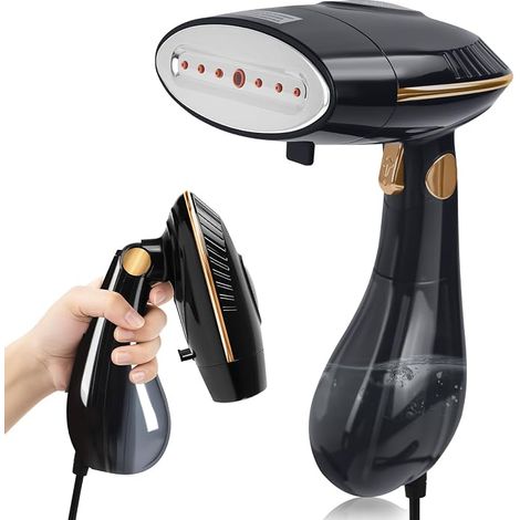 Steamer Garment Steamer 1500W Fast Heated Steam 25g/min Foldable Steam Iron Steamer for Office Home with Ironing Glove - Black (1/5)