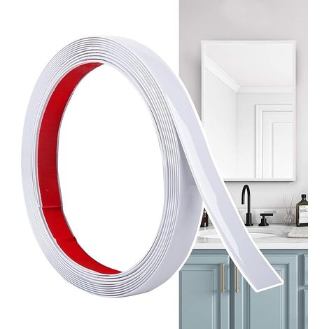 Moulure Décorative Autoadhésive Blanc Mat 6M x 2cm Bandes Murales PVC Flexibles Mur Miroir Plafond Sol Armoire Carrelage Bords Moulures (1/5)