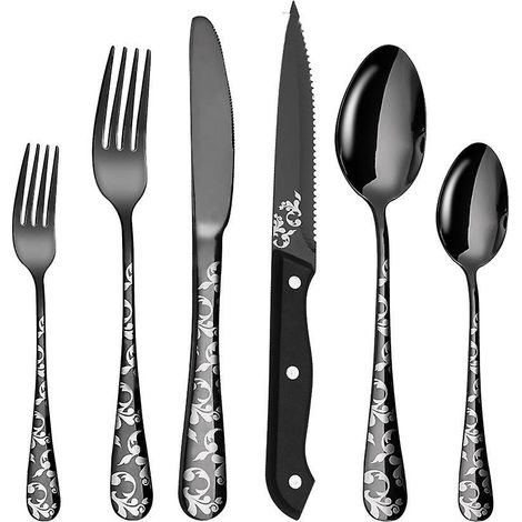48-teiliges Edelstahl-Besteckset, hochglanzpoliert, bestehend aus 8 Steakmessern und 8 Tafelmessern