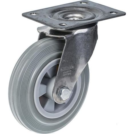Roulette - Acciaio inossidabile - 160mm - Gomma grigia - Girevole