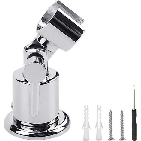 Duschkopfhalterung aus Metall, um 180 Grad schwenkbare Duschkopfhalterung, verstellbare Duschkopfklemme, wandmontierte Handbrausehalterung mit Schrauben (1/5)