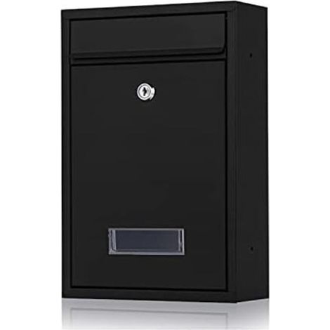 Boîte aux Lettres avec Plaque pour Nome en Acier Galvanisé avec Clé (Le Noir) (1/4)