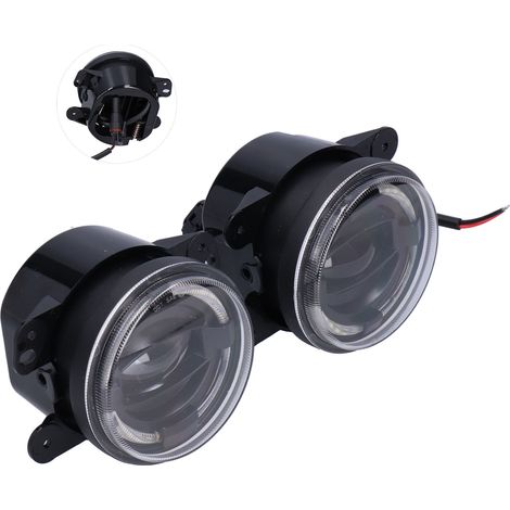 Phare antibrouillard LED 4 pouces 30 W avec halo blanc et feux de jour (DRL) 12-24 V étanche, compatible avec Jeep Wrangler 2007-2018 (1/5)