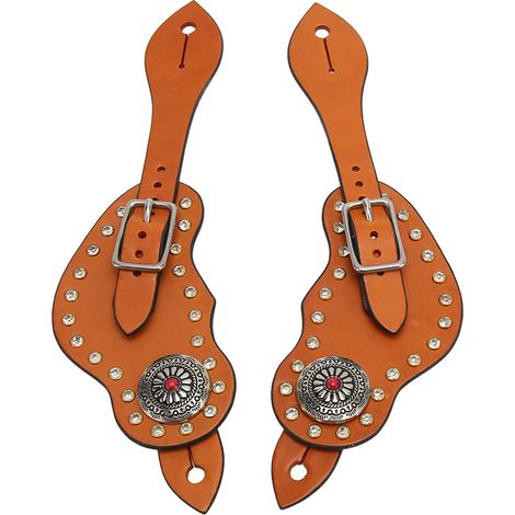 Sangle d'éperon en cuir artificiel réglable avec boucle pour équipement d'équitation marron (1/5)