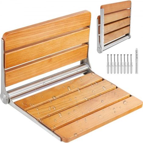Siège de Douche Pliant en Chêne - 40 - 8 x 34 cm Déplié (1/5)